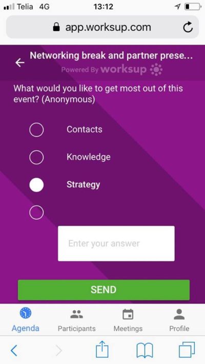 Worksup event app, Polls View